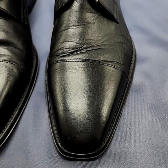 Magnanni Black Leather Cap-Toe Derby Shoes main image 6